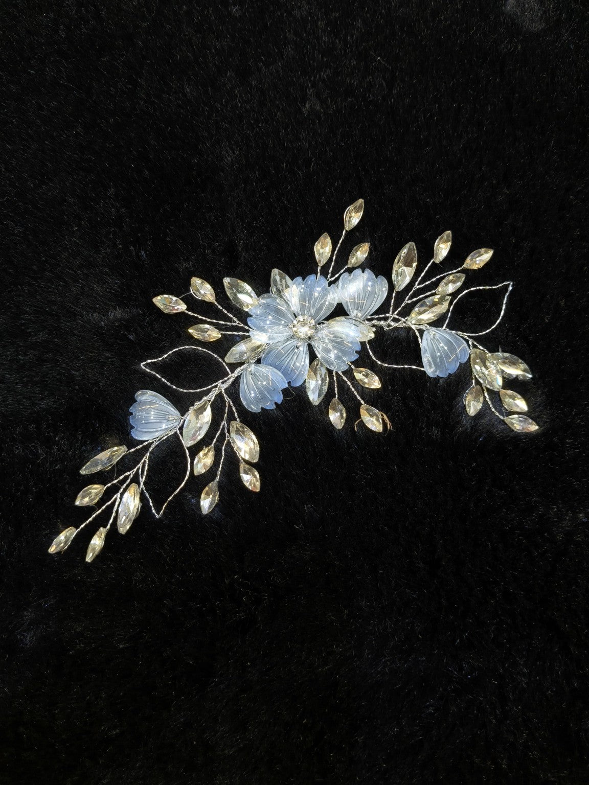 Blue Floral Crystal Bridal Tiara