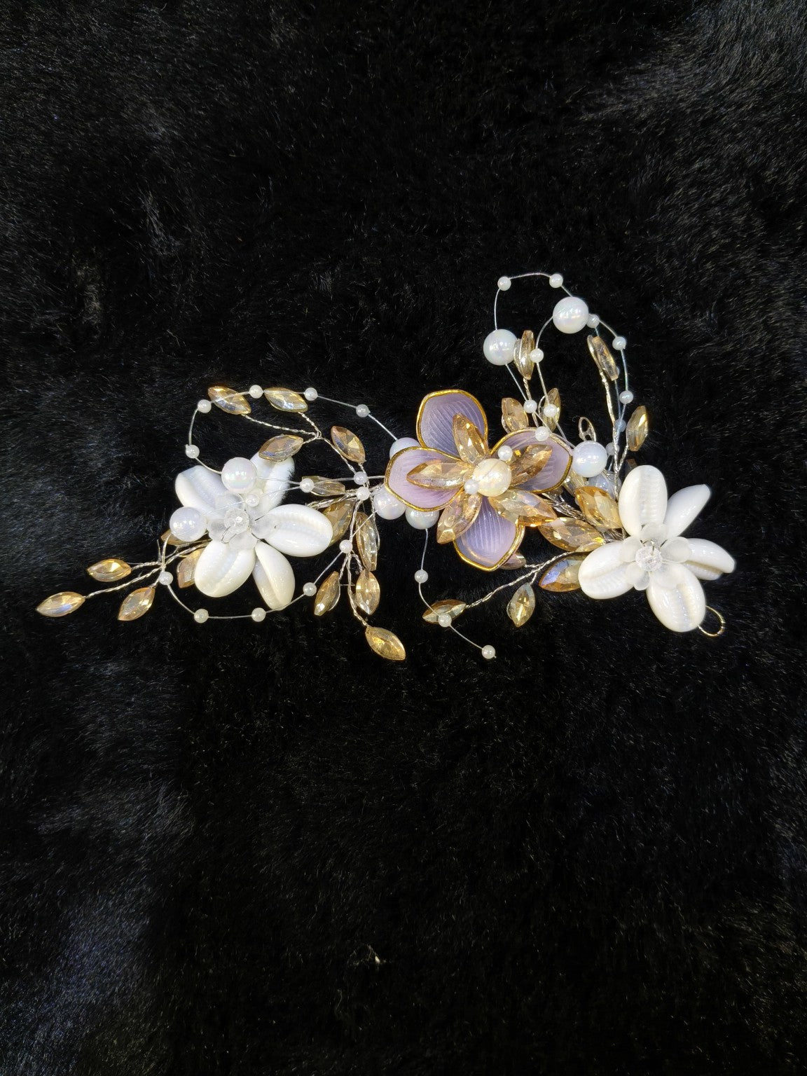 Lavender Pearl Floral Bridal Tiara