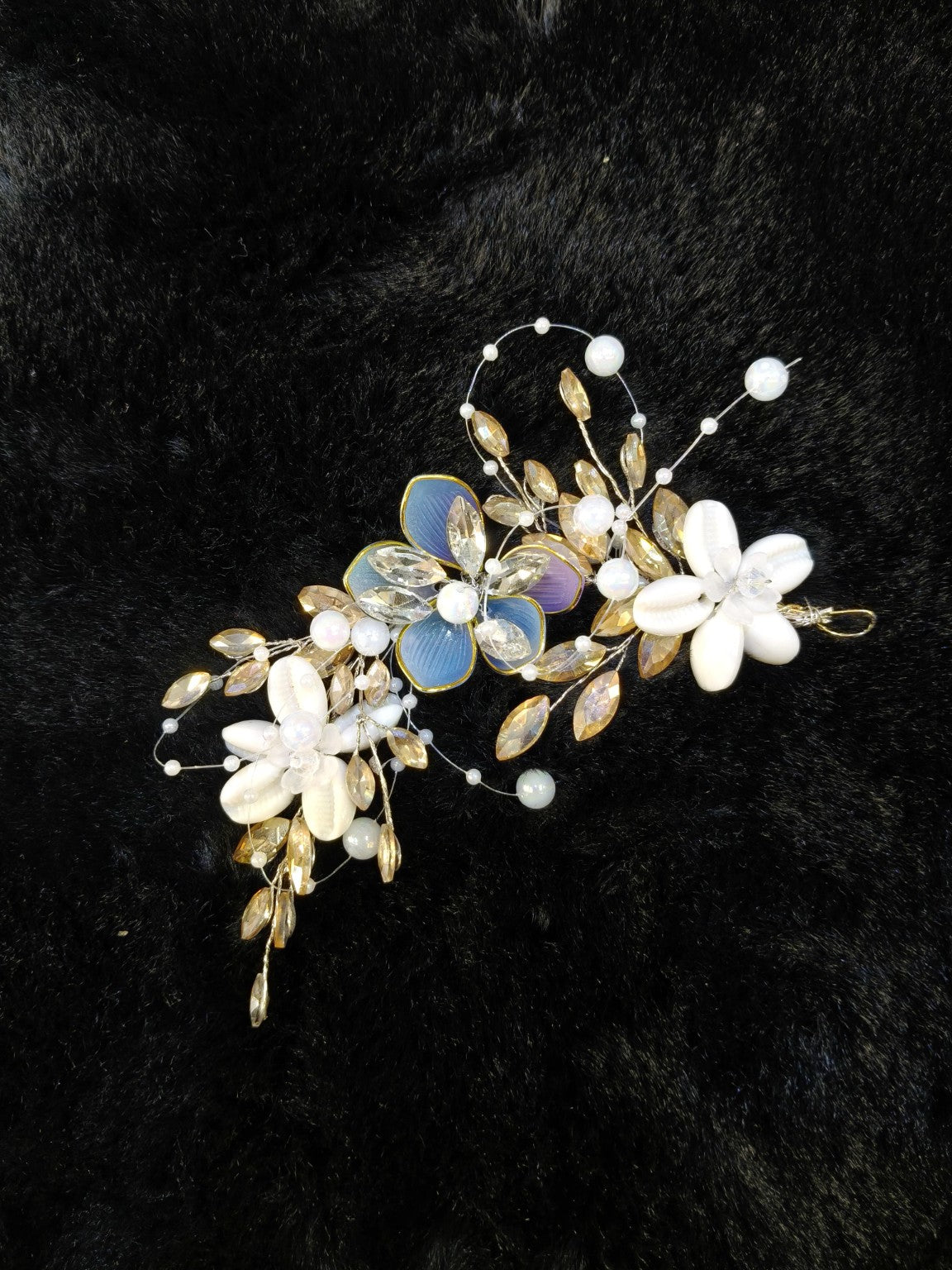 Blue Lavender Pearl Floral Bridal Tiara