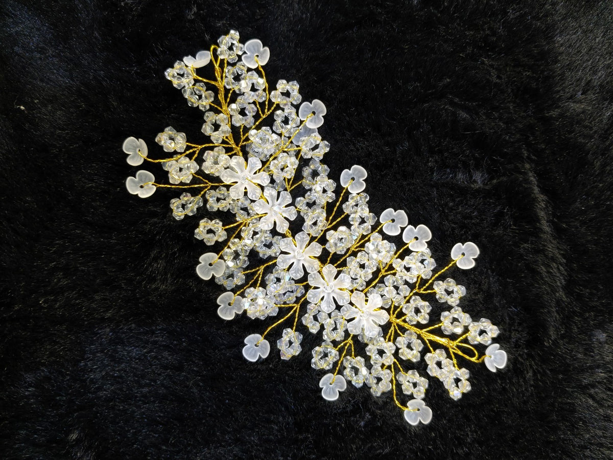 White Blossom Gold Wire Bridal Tiara