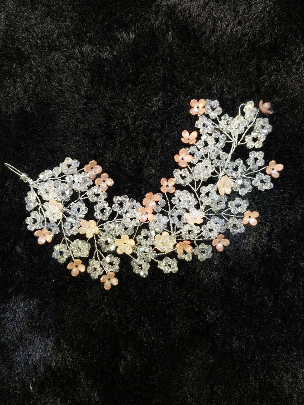 Peach Ivory Crystal Bridal Tiara