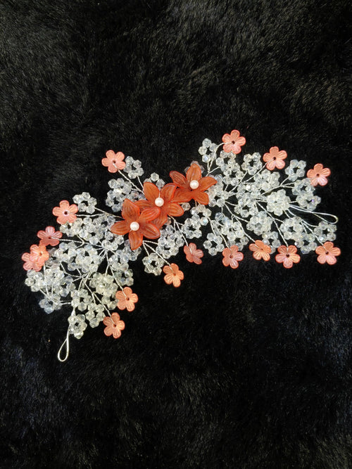 Coral Flower Crystal Bridal Tiara