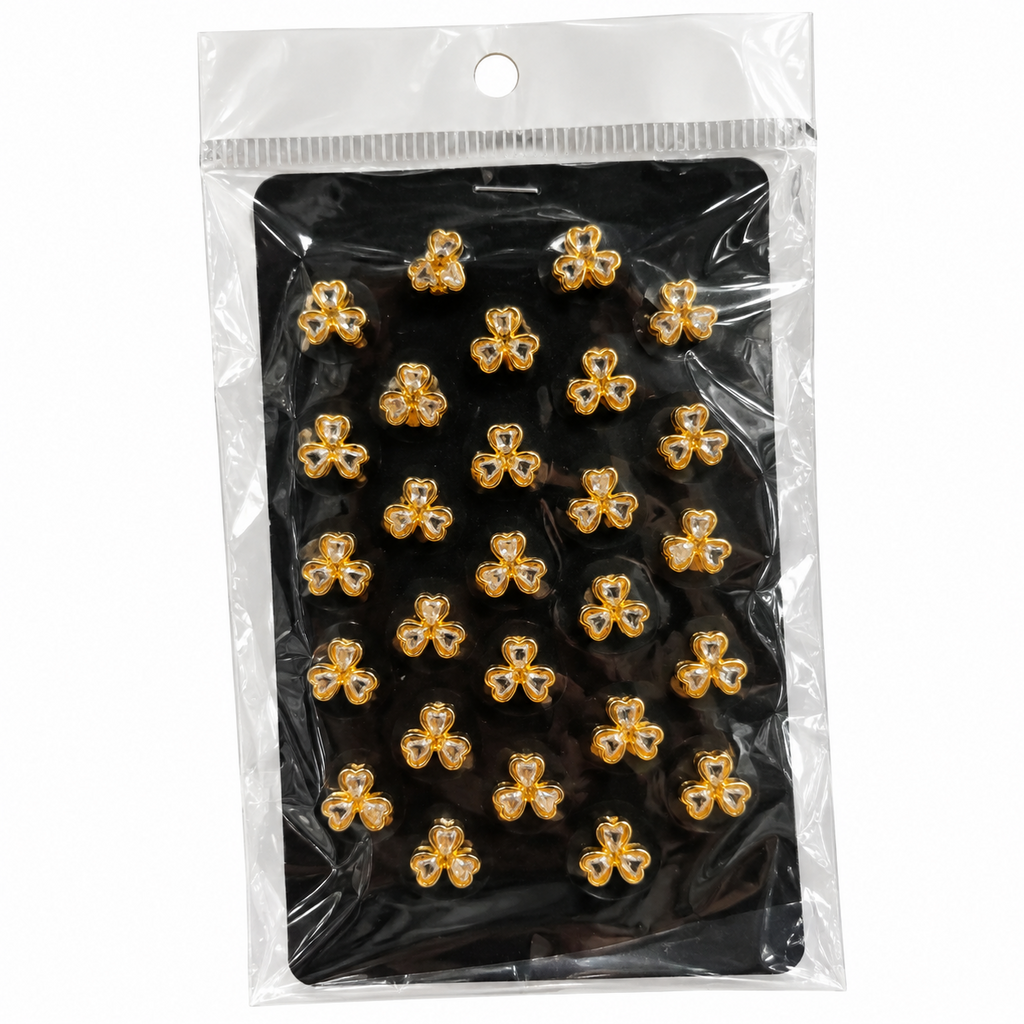 Golden clover hair sticker set in pouch