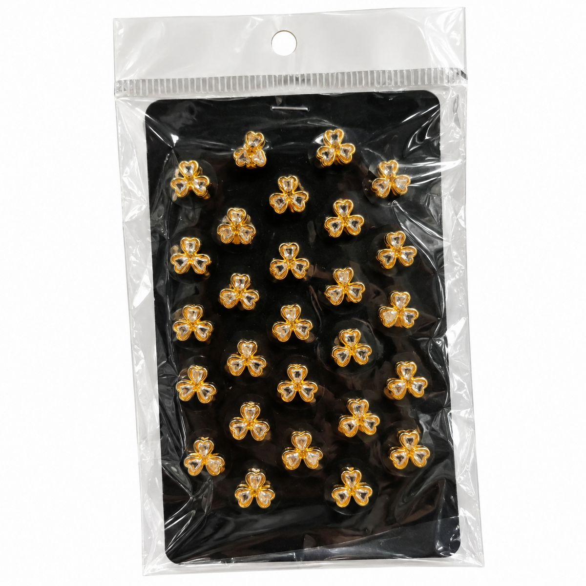 Golden clover hair sticker set in pouch