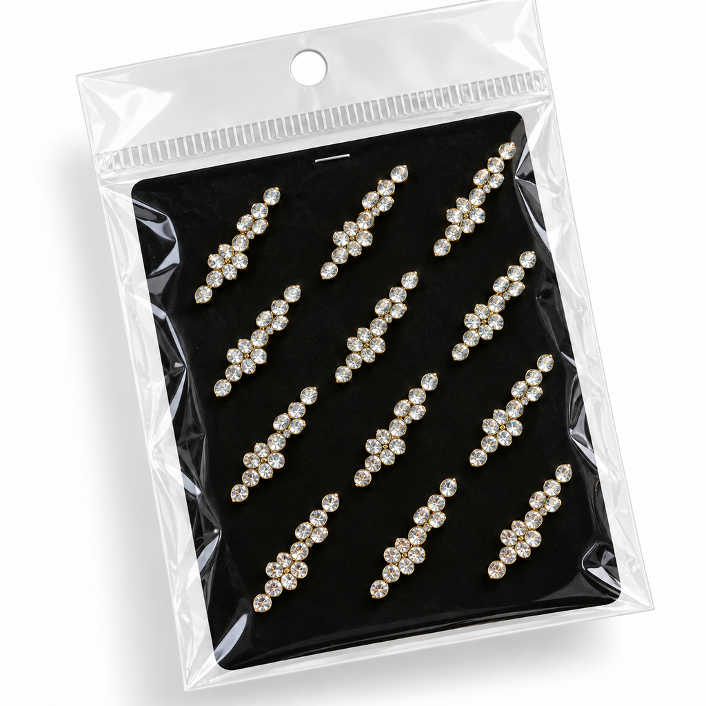 Gold rhinestone cluster hair sticker pack
