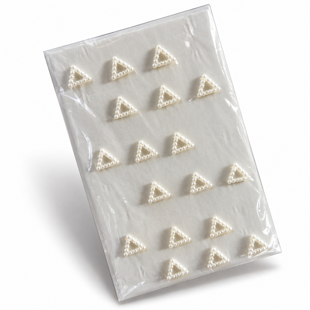 Pearl triangle hair stickers in retail packaging