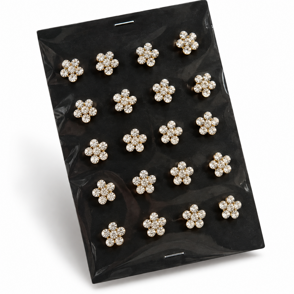 Crystal flower hair stickers on black display card