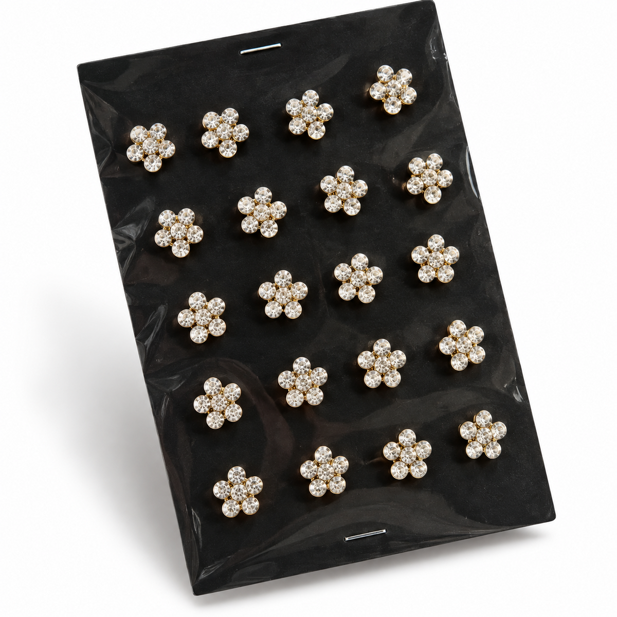 Crystal flower hair stickers on black display card