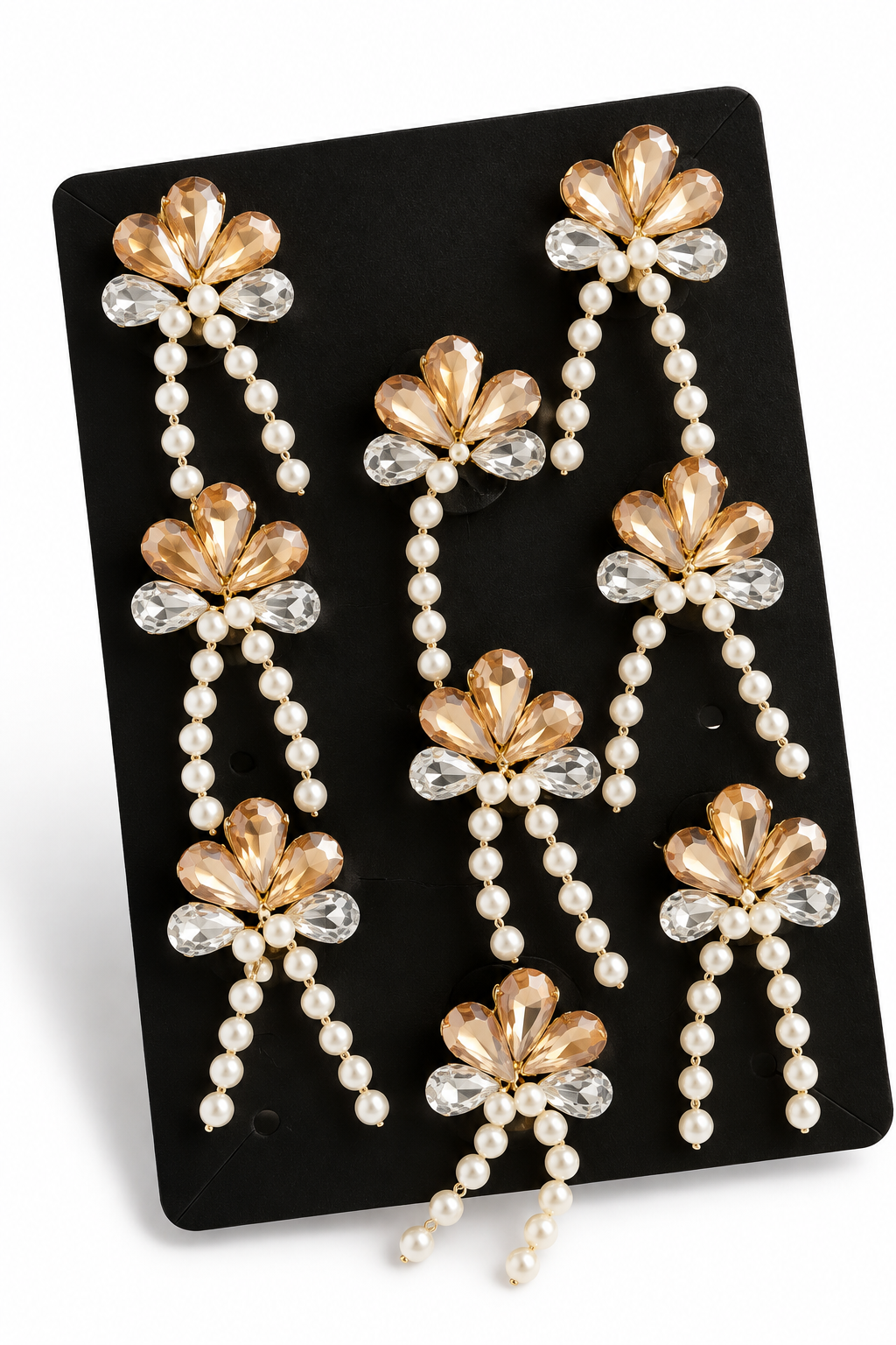 Champagne crystal pearl floral hair stickers product card