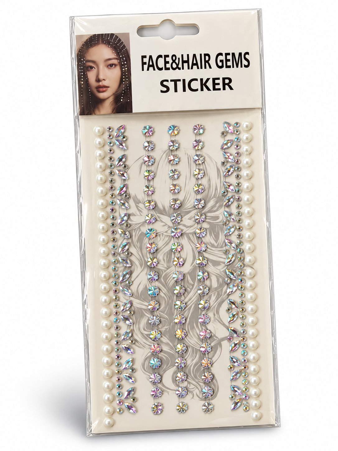 Face and Hair Gems Sticker Sheet