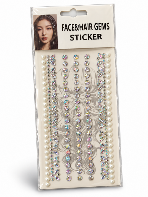 Face and Hair Gems Sticker Sheet