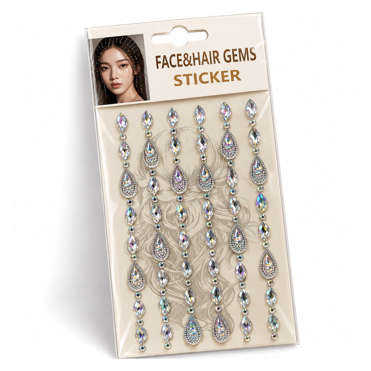 Holographic Dangle Hair Gem Stickers — uniform 1500 x 1500 product image