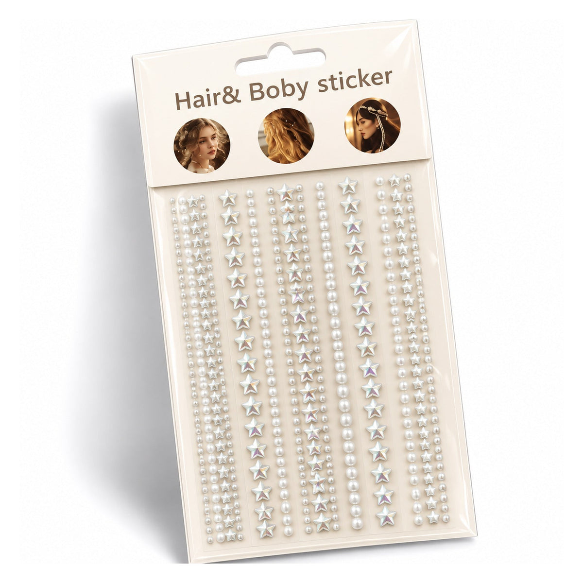 Pearl & Star Hair Sticker Strips — uniform 1500 x 1500 product image