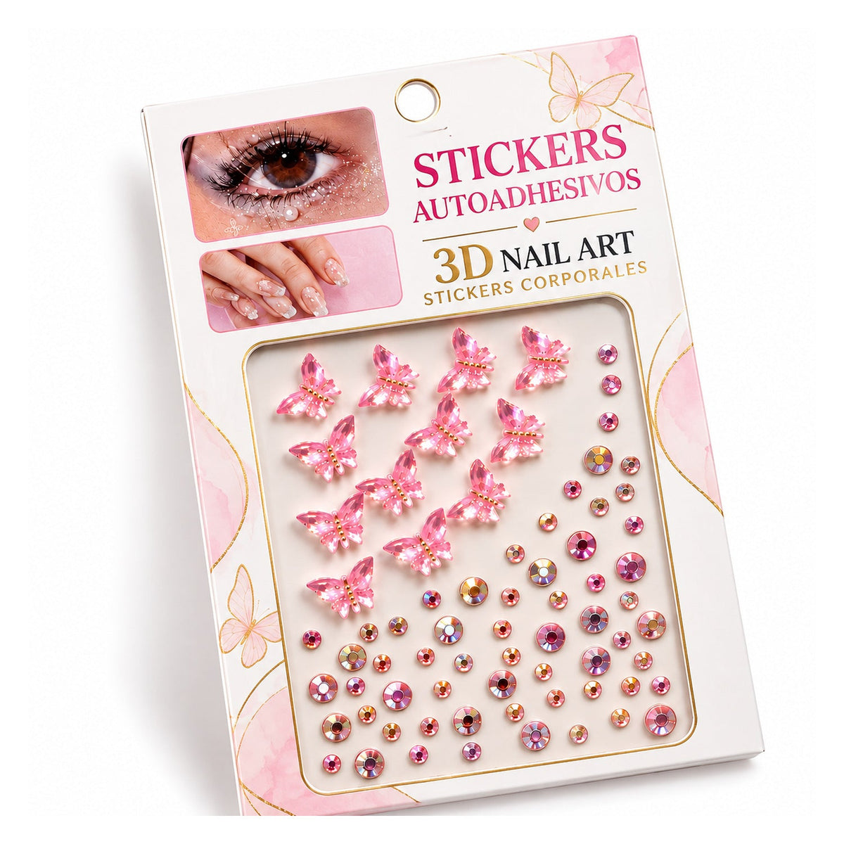 Pink Butterfly 3D Hair Stickers — uniform 1500 x 1500 product image