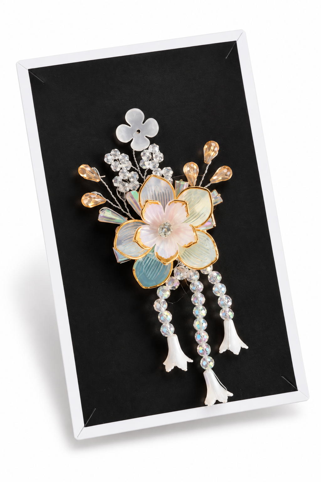 Pastel floral bridal hair clip product card