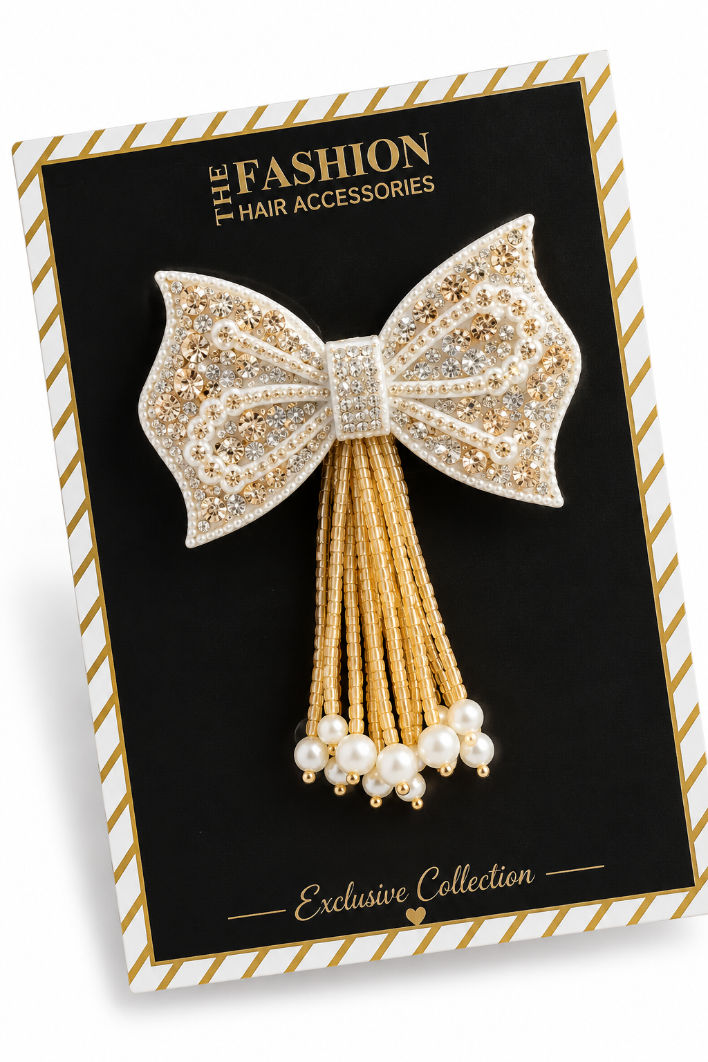 Pearl crystal bridal bow hair clip on product card